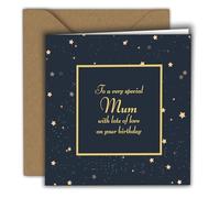 Birthday Card Heavenly Starry Night - To a very special Mum | Folded Card (15x15 cm) - with Kraft Envelope - Blank Inside