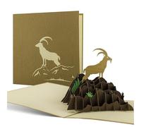 Birthday card hiking, pop up card mountains and goat, birthday greetings for him for her, happy birthday gift, surprise holiday card, holiday invite, hiking mountaineering invitation, H09