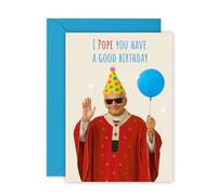 Birthday Card - I Pope You Have a Good Birthday - Hilarious Religious Pun Card for Him, Her, Friend, Colleague, Neighbour, Guys, Lad, Mate, Women, Men - Comes with Stickers
