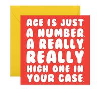 Birthday Card Joke for Him Her - “Age Is Just a Number” - Hilarious Card for Friends, Mum, Dad, Partner, Brother, Sister, Colleague, Coworker, Mate, Lad, Bro, Pal, Bestie, BFF - Comes with Stickers