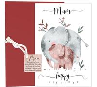 Birthday Card Mum - Large A5 size with Wooden Mum Definition Keyring Keepsake