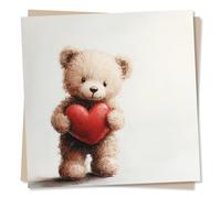 Birthday Card Or Note Card For Special Person - Beautiful Teddy Bear With Heart Design - Just To Say Card or Birthday Card For Friend Or Loved One - Blank Inside