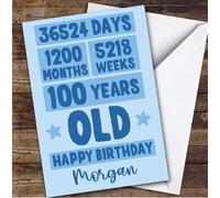 Birthday Card Personalised 100th Male Old Numbers Funny Blue | Custom Card Personalised Cards, For Anyone, For Him, Funny, Milestone Birthdays, Birthday, 100th