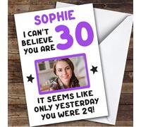 Birthday Card Personalised 30th Female Photo Seems Like Yesterday Purple | Custom Card Personalised Cards, For Anyone, For Her, Photo Upload, Milestone Birthdays, Birthday, 30th