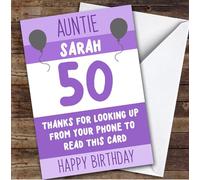 Birthday Card Personalised 50th Auntie Funny Phone | Custom Card Personalised Cards, For Aunty, For Her, Funny, Milestone Birthdays, Birthday, 50th
