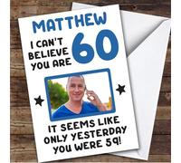 Birthday Card Personalised 60th Male Photo Seems Like Yesterday Blue | Custom Card Personalised Cards, For Anyone, For Him, Photo Upload, Milestone Birthdays, Birthday, 60th