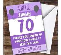 Birthday Card Personalised 70th Auntie Funny Phone | Custom Card Personalised Cards, For Aunty, For Her, Funny, Milestone Birthdays, Birthday, 70th