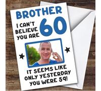 Birthday Card Personalised Brother 60th Photo Seems Like Yesterday Blue | Custom Card Personalised Cards, For Brother, For Him, Photo Upload, Milestone Birthdays, Birthday, 60th