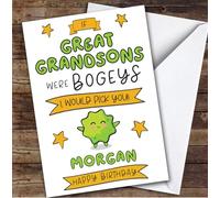 Birthday Card Personalised Great Grandson Bogeys I'd Pick You Funny | Custom Card Personalised Cards, For Great Grandson, For Him, Funny, Birthday
