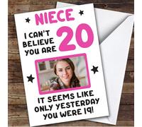 Birthday Card Personalised Niece 20th Photo Seems Like Yesterday Pink | Custom Card Personalised Cards, For Niece, For Her, Photo Upload, Milestone Birthdays, Birthday, 20th