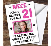 Birthday Card Personalised Niece 21st Photo Seems Like Yesterday Pink | Custom Card Personalised Cards, For Niece, For Her, Photo Upload, Milestone Birthdays, Birthday, 21st