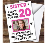 Birthday Card Personalised Sister 20th Photo Seems Like Yesterday Pink | Custom Card Personalised Cards, For Sister, For Her, Photo Upload, Milestone Birthdays, Birthday, 20th