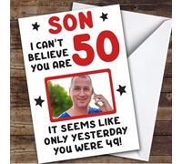 Birthday Card Personalised Son 50th Photo Seems Like Yesterday Red | Custom Card Personalised Cards, For Son, For Him, Photo Upload, Milestone Birthdays, Birthday, 50th