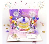 Birthday Card Pop Up 3D Fireworks with Light & Music, Happy Birthday Greeting Card with Envelope for Men Women Kids