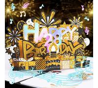 Birthday Card Pop Up Card 3D Light and Music Fireworks Blowable Candle Greeting Cards Birthday Gifts for Women Men Husband Wife Mom Dad Daughter Kids