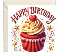 Birthday Card - Red Velvet Cupcake Design - Cute Birthday Card