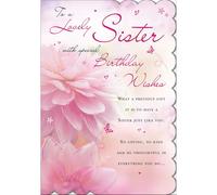Piccadilly Greetings Birthday Card Sister - 9 x 6 inches - Regal Publishing,pink|red|white