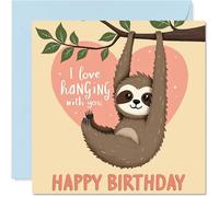 Birthday Card - Sloth Hanging Around - Happy Birthday Card for Your Loved Ones, 145mm Bday Greeting Cards