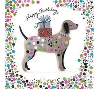 Birthday Card - Spotty Dalmatian with Presents - Gold Foil and Embossed Finish - From the Artisan Range (PR-ATG059)