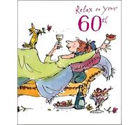 Birthday Card (WDM9026) 60th Birthday - Quentin Blake - Lady having treats