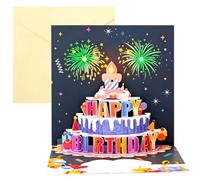 Birthday Cards, 3D Cake Music Greeting Card Pop Up Birthday Cards with Lights 3D Blowable Candle Greeting Card DIY Age Gifts for Women Men Husband Wife Sister Friends Kids