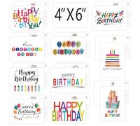 Birthday Cards Bulk Pack - 100 Assorted Happy Birthday Cards, 10 Unique Designs, 4x6 Inch Thick Cardstock, Blank Inside for Men, Women, Kids,Office & Family