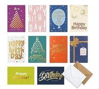 Birthday Cards Bulk Set, Cofullsky Funny Birthday Cards for Women Men Kids Gold Foil Happy Birthday Greeting Cards with Envelopes Blank Inside Assorted Birthday Card for Mom Wife Husband Boyfriend 20