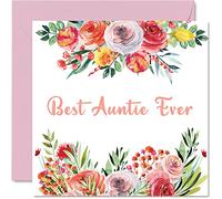 Mothers Day Cards for Auntie - Best Auntie Ever - Beautful Happy Birthday Card from Nephew Niece, 145mm Mother's Day Greeting Cards Aunt Aunty
