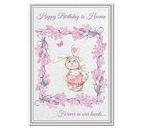 Birthday Cards for babies in Heaven card - Sincere wishes for baby or child - In memory of a Son Daughter Brother Sister Cousin Niece Nephew Friend - Baby Girl Bunny Card