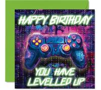 Birthday Cards for Boys - Neon Video Gamer - Happy Birthday Card for Boy Grandson Nephew Cousin Brother, 145mm Bday Greeting Cards