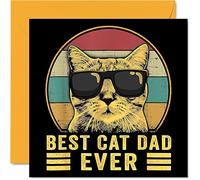 Birthday Cards for Dad from the Cat - Best Ever - Happy Birthday Card from Cat for Dad, Funny Gifts, 145mm Joke Father's Day Greeting Cards Gift Daddy Papa