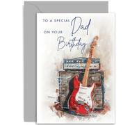Birthday Cards for Dad - Rock n Roll Guitar Birthday Card for Him - Male Birthday Card for Dad - Guitar Birthday Gift - 40th 50th 60th 70th 80th | Blank Inside