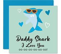 Birthday Cards for Daddy - Daddy Shark - Fathers Day Card from Daughter Son, Happy Birthday Daddy, Toddler Baby 1st Father's Day, 145mm Seasonal Dad Papa Funny Greeting Cards