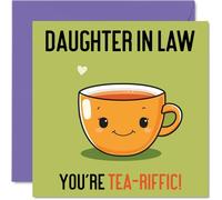 Birthday Cards for Daughter in Law - Tea-riffic - Funny Happy Birthday Card for Daughter-in-law from Mum Dad in Law, Daughter Birthday Gifts, 145mm x 145mm Joke Greeting Cards for Women Her