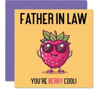 Birthday Cards for Father in Law - Berry Cool - Funny Happy Birthday Card for Father-in-Law from Son Daughter in Law, Fathers Day Card Dad Law, 145mm Joke Greeting Cards Men Him