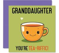 Birthday Cards for Granddaughter - Tea-riffic - Funny Happy Birthday Card for Granddaughter from Grandparents, 145mm Joke Bday Greeting Cards Women Her