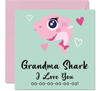 Mothers Day Cards for Grandma - Grandma Shark - Mothers Day Card from Granddaughter Grandson, Happy Birthday from Toddler Baby, 145mm Seasonal Gran Funny Greeting Cards