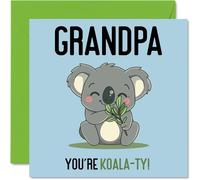 Birthday Cards for Grandpa - Koala-Ty - Funny Happy Birthday Card for Grandpa from Grandson Granddaughter, 145mm Joke Greeting Cards Men Him