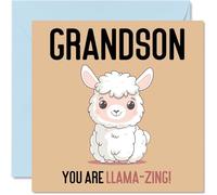 Birthday Cards for Grandson - Llama-Zing - Funny Happy Birthday Card for Grandson from Grandparents, 145mm Joke Greeting Cards Men Him