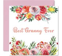 Mothers Day Cards for Granny - Best Granny Ever - Beautful Happy Birthday Card from Granddaughter Grandson, 145mm Mothers Day Greeting Cards Grandma Gran