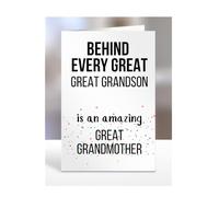 Birthday cards for Great Grandson from Great Grandmother, Gifts for Him, Her, Men, Women, Presents for Christmas, Behind Every Great An Amazing, Cute, A5-255b_120