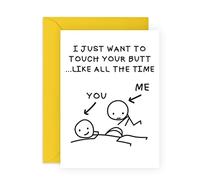 Birthday Cards for Him Her -I Just Want To Touch Your B*tt- Naughty Valentines Day Card for Wife Husband Boyfriend Girlfriend - Funny Anniversary Card for Partner Fiance -Comes with Stickers