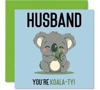 Birthday Cards for Husband - Koala-Ty - Funny Happy Birthday Card for Husband from Wife, Hubby Gifts, 145mm Joke Greeting Cards Men Him