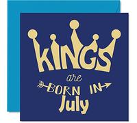 Birthday Cards for Men Him - Kings Are Born In July - Happy Birthday Cards for Husband Boyfriend Dad Son Brother Grandad Uncle Grandpa Friend, 145mm Humour Greeting Gift Ideas