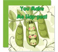 Birthday Cards For Men Women Him Her - Make Me Hap Pea - Happy Birthday Card for Dad Brother Uncle Cousin Work Colleague Friend 145mm Greeting Cards