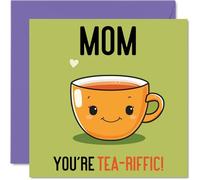 Birthday Cards for Mom - Tea-riffic - Funny Happy Birthday Card for Mom from Son Daughter, Mother's Day Card Mother, 145mm Joke Greeting Cards Women Her