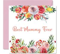 Mothers Day Cards for Mummy - Best Mummy Ever - Beautful Happy Birthday Card from Daughter Son, Mother Gifts, 145mm Mother's Day Greeting Cards Mum Mama Mam Mom Mommy