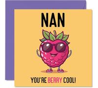 Birthday Cards for Nan - Berry Cool - Funny Happy Birthday Card for Nan from Grandson Granddaughter, Nanny Gifts, 145mm Joke Greeting Cards Women Her