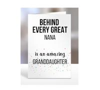 Birthday cards for Nana from Granddaughter, Gifts for Him, Her, Men, Women, Presents for Christmas, Behind Every Great An Amazing, Cute, A5-255b_223
