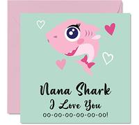 Birthday Cards for Nana - Nana Shark - Mothers Day Card from Granddaughter Grandson, Happy Birthday from Toddler Baby, 145mm Seasonal Nannie Nan Nanny Funny Greeting Cards